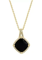 14K Yellow Gold Diamond, Onyx Pendant