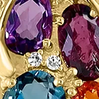 1/10 ct. t.w. Diamond, Amethyst, Blue Topaz, London Blue Topaz, Citrine, Madera Citrine, Rhodolite, and Peridot Pendant Necklace in 14K Yellow Gold