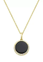 1/10 ct. t.w. Round Diamond Onyx Pendant Necklace 14K Yellow Gold 