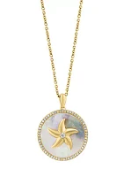 1/5 ct. t.w. Diamond, Mother of Pearl Pendant Necklace in 14K Yellow Gold