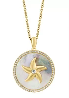 1/5 ct. t.w. Diamond, Mother of Pearl Pendant Necklace in 14K Yellow Gold