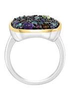 Diamond, Amethyst, Blue Topaz, London Blue Topaz, Citrine, Rhodolite, Peridot Ring in Sterling Silver and 14K Yellow Gold