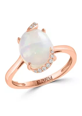 Diamond and Ethiopian Opal Ring In 14K Rose Gold