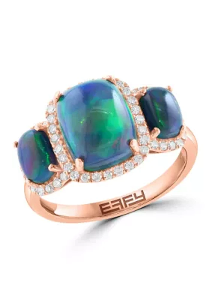 Diamond and Black Opal Ring in 14K Rose Gold