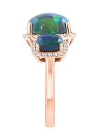 Diamond and Black Opal Ring in 14K Rose Gold