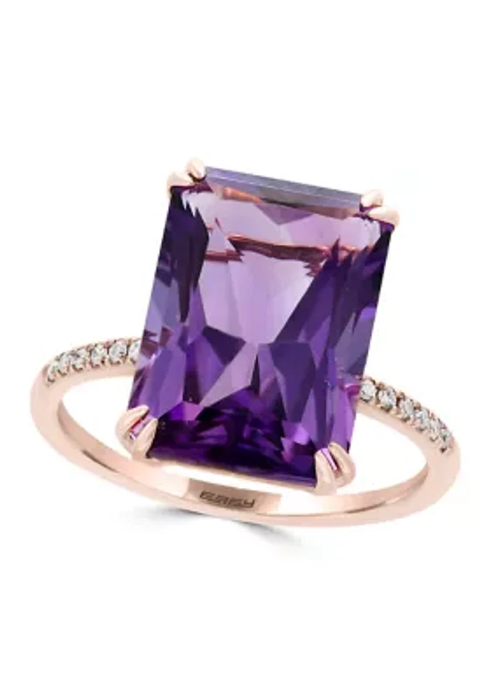 1/10 ct. t.w. Diamond and 7.2 Amethyst Ring 14K Rose Gold