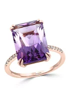 1/10 ct. t.w. Diamond and 7.2 Amethyst Ring 14K Rose Gold