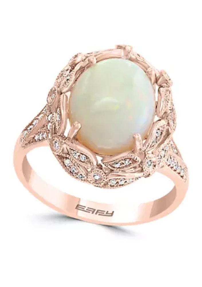 14K Rose Gold Diamond Opal Ring 