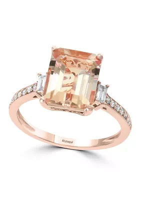 Diamond and Morganite Ring in 14K Rose Gold