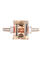 Diamond and Morganite Ring in 14K Rose Gold