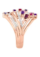 1/4 ct. t.w. Diamond, Iolite, Amethyst, Rhodolite, Pink Tourmaline Ring In 14k Rose Gold