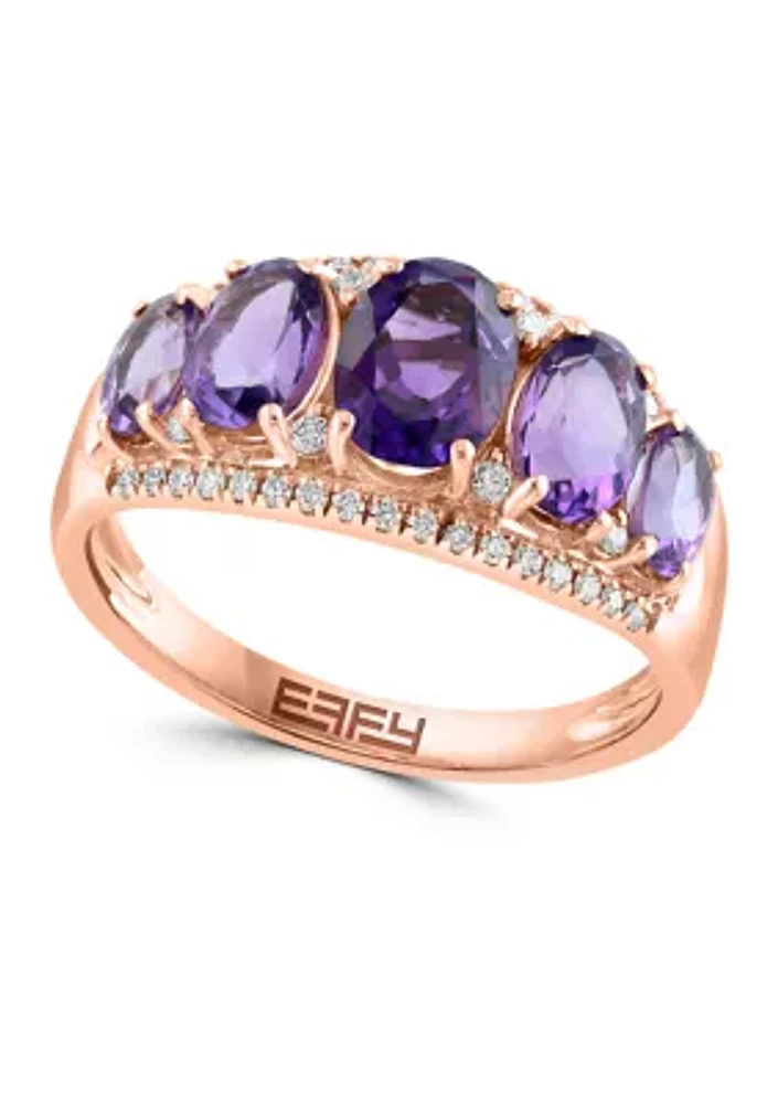 1/5 ct. t.w. Diamond and Amethyst Ring in 14K Rose Gold