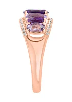 1/5 ct. t.w. Diamond and Amethyst Ring in 14K Rose Gold