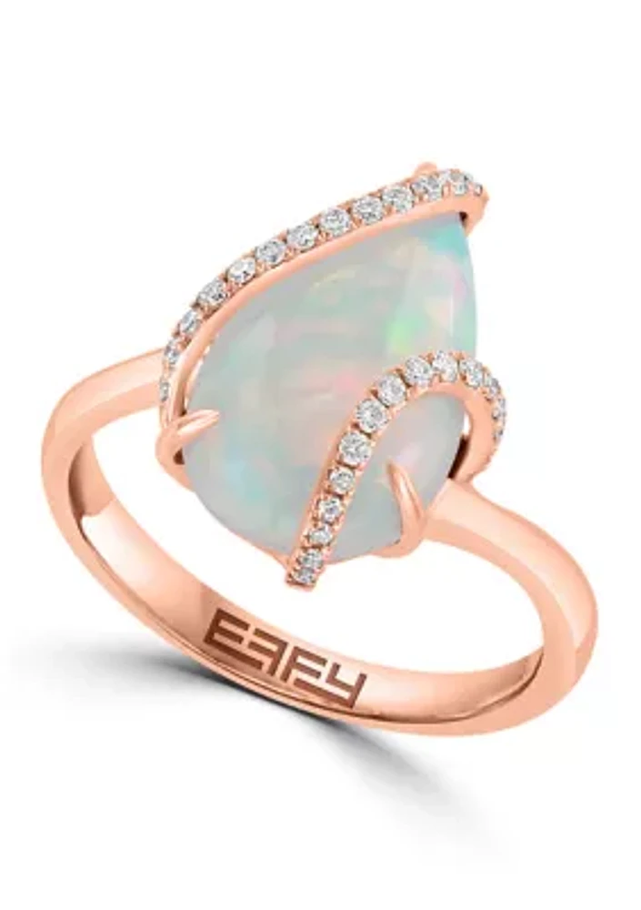 1/6 ct. t.w. Diamond, 2.7 ct. t.w. Opal Ring in 14K Rose Gold