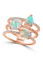 1/5 ct. t.w. Diamond, 1.5 ct. t.w. Ethiopian Opal Ring in 14K Rose Gold