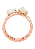 1/5 ct. t.w. Diamond, 1.5 ct. t.w. Ethiopian Opal Ring in 14K Rose Gold