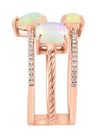 1/5 ct. t.w. Diamond, 1.5 ct. t.w. Ethiopian Opal Ring in 14K Rose Gold