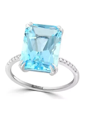 1/10 ct. t.w. Diamond and Sky Blue Topaz Ring in 14K White Gold