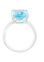 1/10 ct. t.w. Diamond and Sky Blue Topaz Ring in 14K White Gold