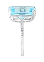 1/10 ct. t.w. Diamond and Sky Blue Topaz Ring in 14K White Gold