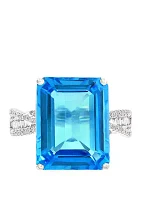 13.3 ct. t.w. Blue Topaz and 1/3 ct. t.w. Diamonds Ring in 14k White Gold