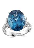 1/3 ct. t.w. Diamond and 11.35 ct. t.w London Blue Topaz Ring in 14K White Gold 