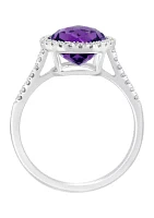 1/6 ct. t.w. Diamond and Amethyst Ring in 14K White Gold