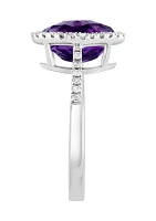 1/6 ct. t.w. Diamond and Amethyst Ring in 14K White Gold