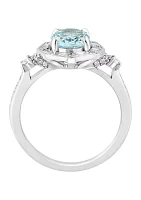 1/3 ct. t.w. Diamond and Aquamarine Ring in 14K White Gold