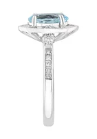 1/3 ct. t.w. Diamond and Aquamarine Ring in 14K White Gold