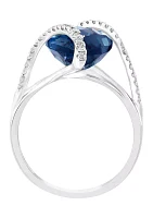 1/5 ct. t.w. Diamond and London Blue Topaz Ring in 14K White Gold