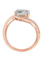 14K Yellow Gold Diamond Aquamarine Ring