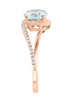 14K Yellow Gold Diamond Aquamarine Ring