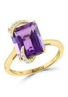 Diamond and Amethyst Ring in 14K Yellow Gold