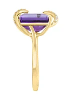 Diamond and Amethyst Ring in 14K Yellow Gold