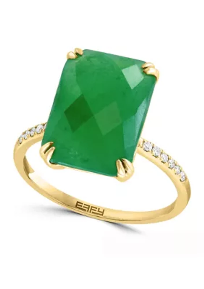 Diamond Jade Ring 14K Yellow Gold