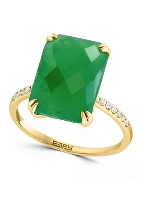 Diamond Jade Ring 14K Yellow Gold