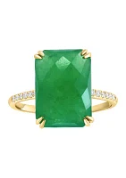 Diamond Jade Ring 14K Yellow Gold