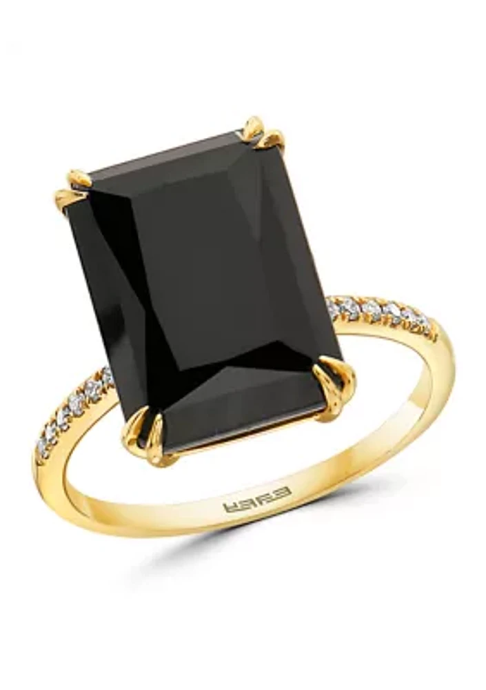 1/10 ct. t.w. Diamond and 6.95 Onyx Ring 14K Yellow Gold