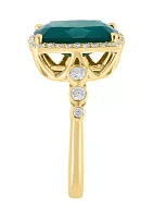 Diamond and Green Onyx Ring in 14K Yellow Gold