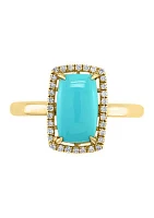 1/8 ct. t.w. Diamond and 1.22 ct. t.w. Turquoise Ring in 14K Yellow Gold 