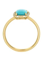 1/8 ct. t.w. Diamond and 1.22 ct. t.w. Turquoise Ring in 14K Yellow Gold 