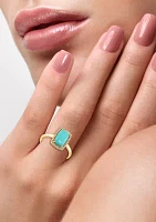 1/8 ct. t.w. Diamond and 1.22 ct. t.w. Turquoise Ring in 14K Yellow Gold 