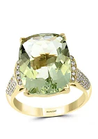  8.35 ct. t.w. Green Amethyst and 1/4 ct. t.w. Diamond Ring in 14K Yellow Gold 