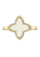 1/10 ct. t.w. Diamond, Mother of Pearl Ring in 14K Yellow Gold