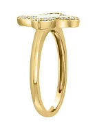 1/10 ct. t.w. Diamond, Mother of Pearl Ring in 14K Yellow Gold