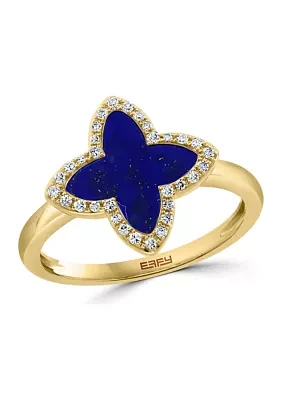 Diamond and Lapis Lazuli Ring in 14K Yellow Gold