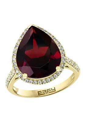 1/3 ct. t.w. Diamond and 8.65 ct. t.w. Garnet Ring in 14K Yellow Gold 