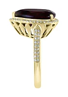 1/3 ct. t.w. Diamond and 8.65 ct. t.w. Garnet Ring in 14K Yellow Gold 