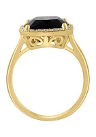 1/8 ct. t.w. Diamond Onyx Ring in 14K Yellow Gold 